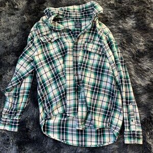 Green Plaid Button Up Shirt Flannel